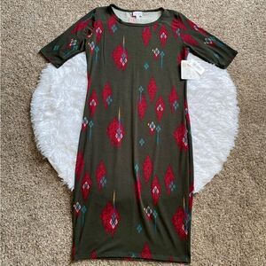 LULAROE Julia Shift Dress New Womens Size‎ Small Green Red